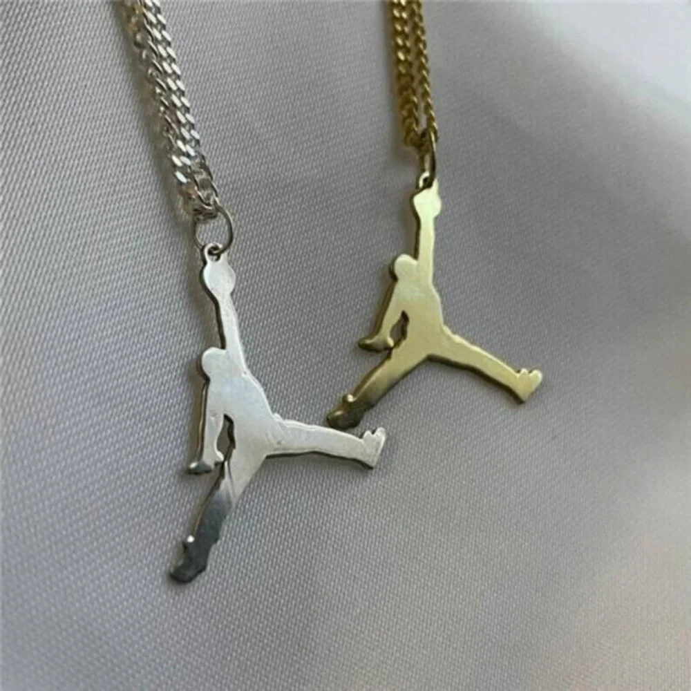 NEW Michael Jordan Jumpman 23 Basketball‎ SILVER Chain Necklace Pendant | GOAT